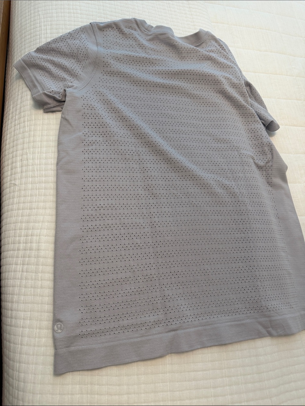 lululemon athletics woman’s MePerforated Short Sleeve Tee — Light Gray